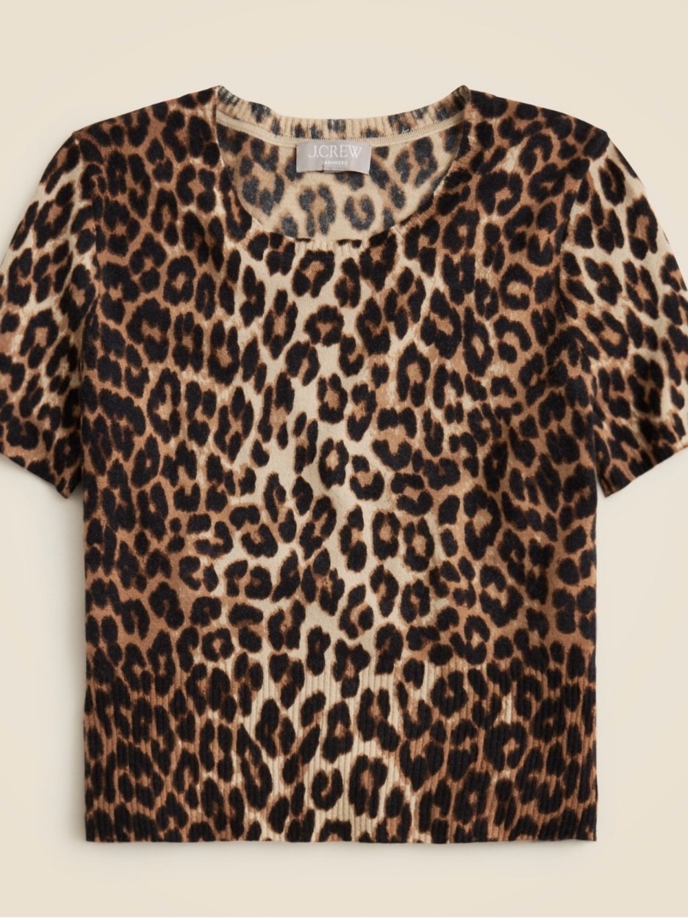 J. Crew Cashmere Shrunken Featherweight Leopard Print Sweater Tee